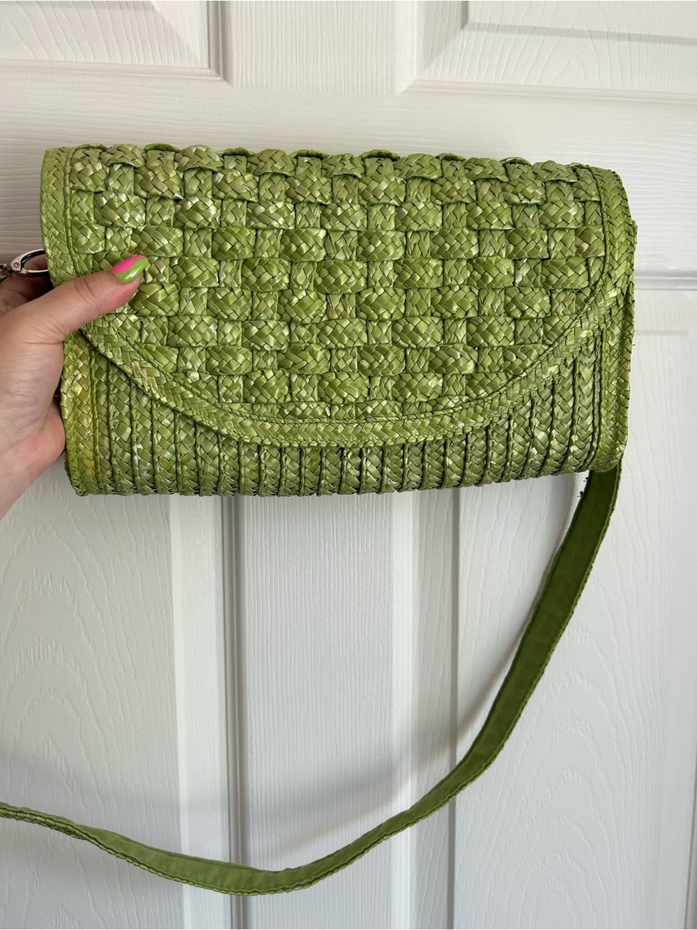 Vintage green rattan purse